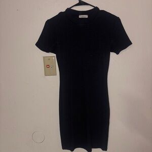 Elegant Black Ribbed Dress